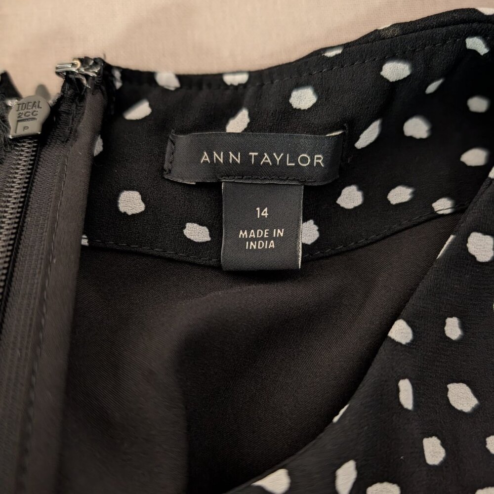 Ann Taylor Black Polka Dot Sleeveless A-Line Dress - Picture 6 of 11